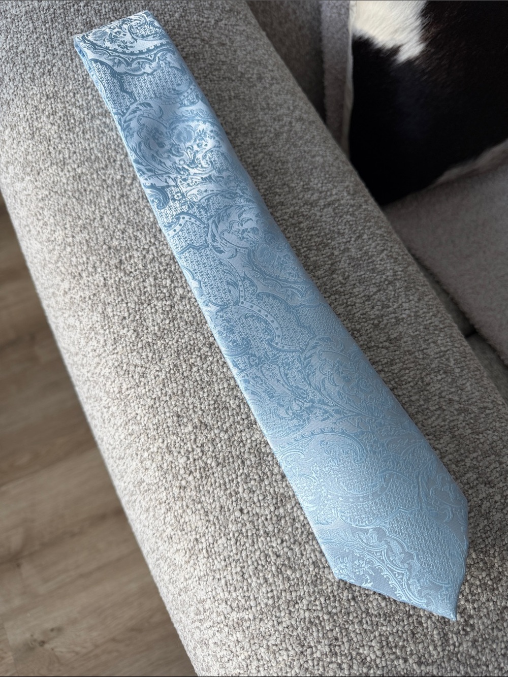 Light Blue Paisley Silk Tie & pocket square